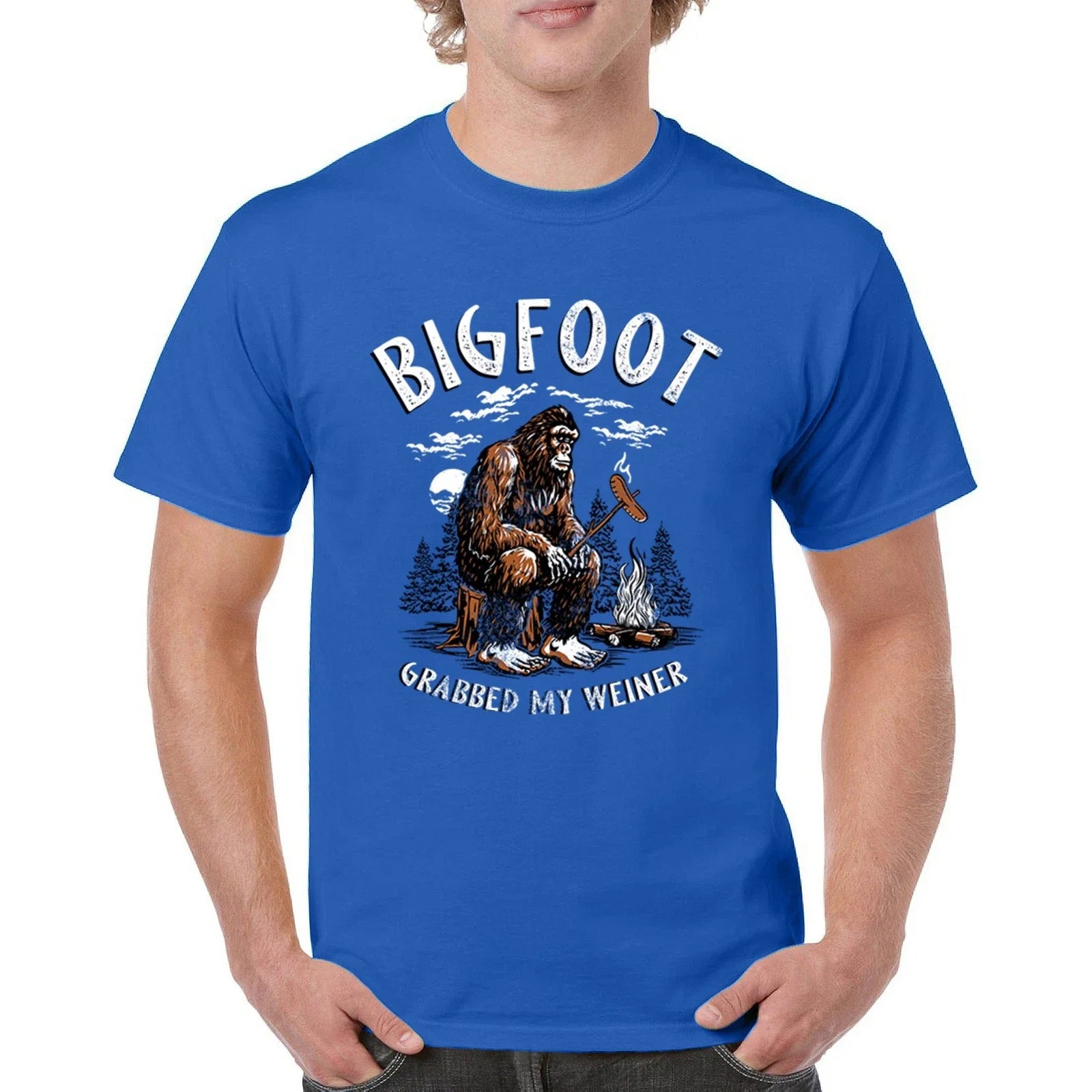 Bigfoot Grabbed My Weiner Funny Sasquatch Grill - Adult & Kids T-Shirts, Sweatshirts & Hoodies apparel design preview 1