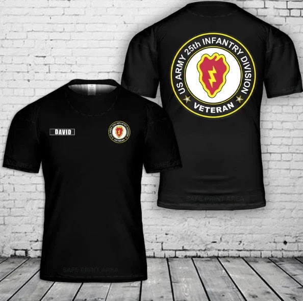 Custom Name 25th Infantry Division Veteran 3D - Adult & Kids T-Shirts, Sweatshirts & Hoodies apparel design preview 1