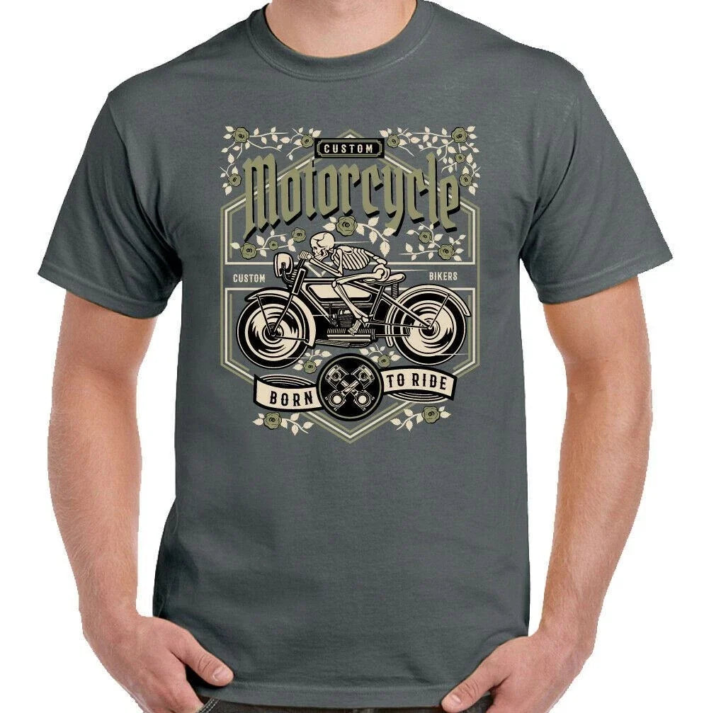 Custom Motorcycle Motorbike Mens Cafe Racer Skeleton - Adult & Kids T-Shirts, Sweatshirts & Hoodies apparel design preview 1