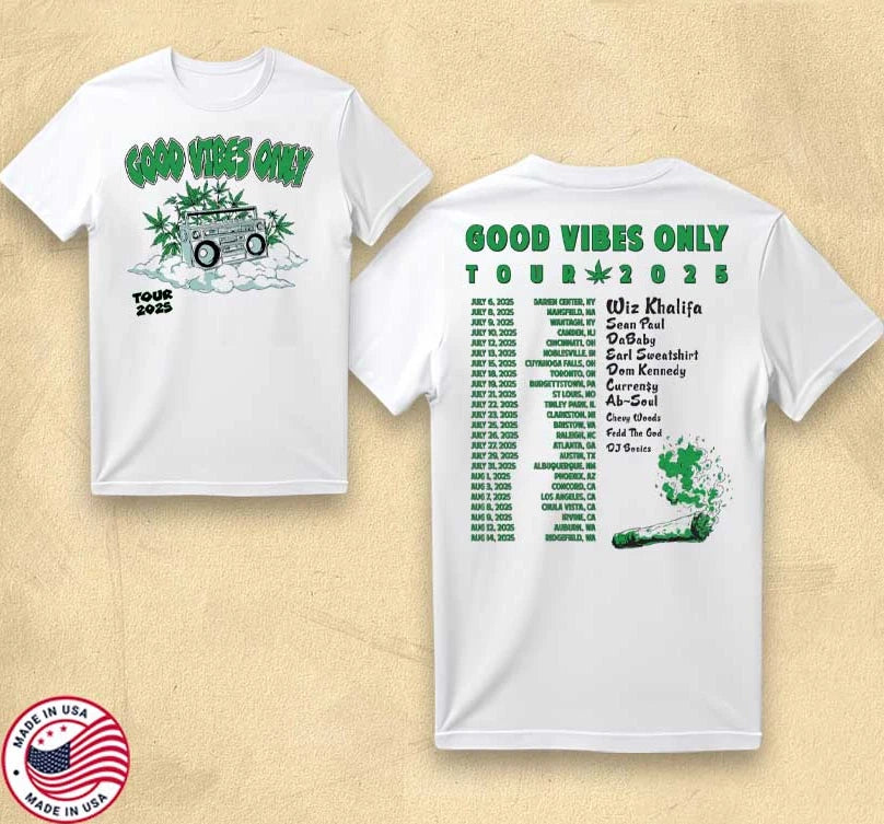 Wiz Khalifa Good Vibes Only Stereo Tour 2025 Hip Hop - Adult & Kids T-Shirts, Sweatshirts & Hoodies apparel design preview 1