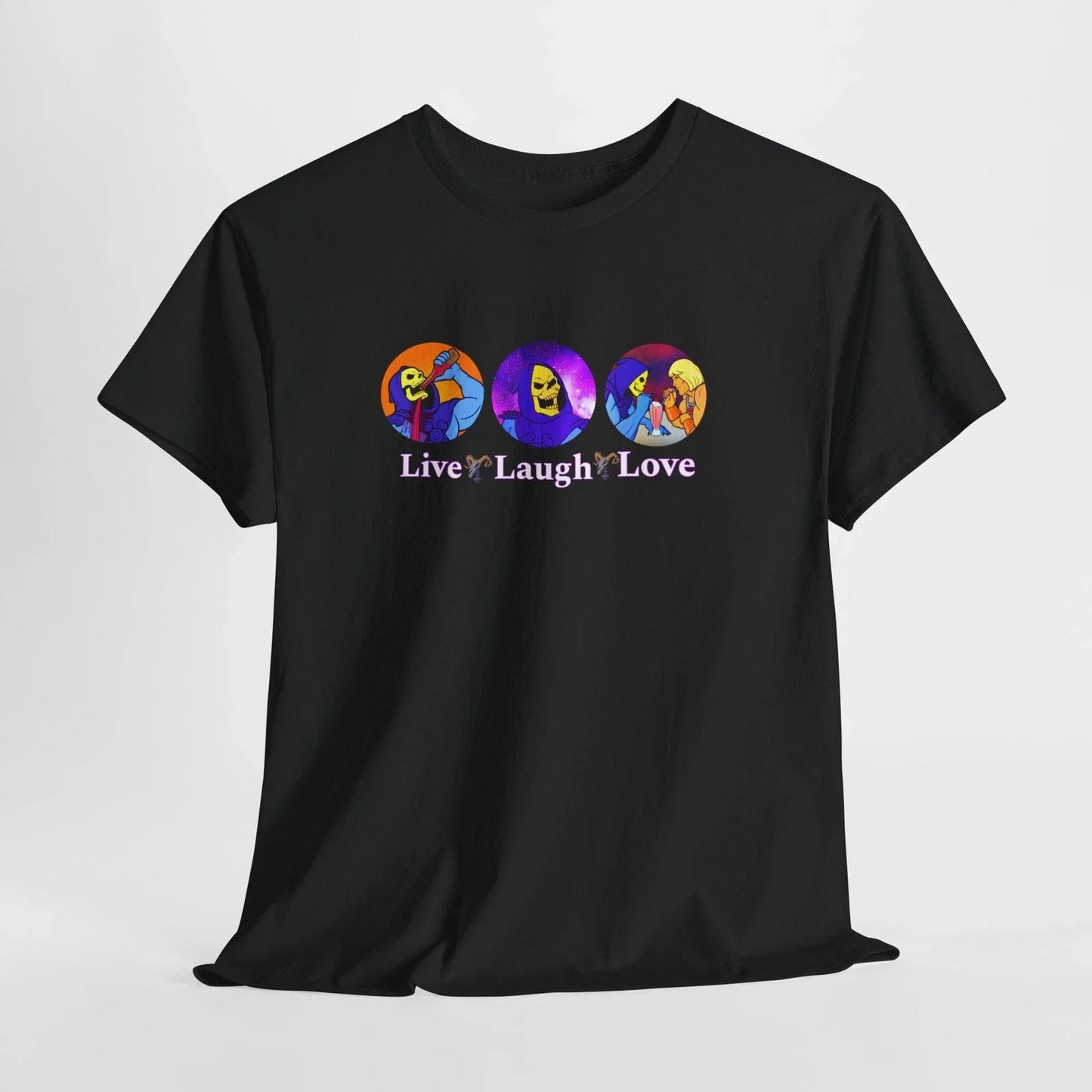 He-Man Skeletor Funny Live Laugh Love Retro 80s - Adult & Kids T-Shirts, Sweatshirts & Hoodies apparel design preview 1