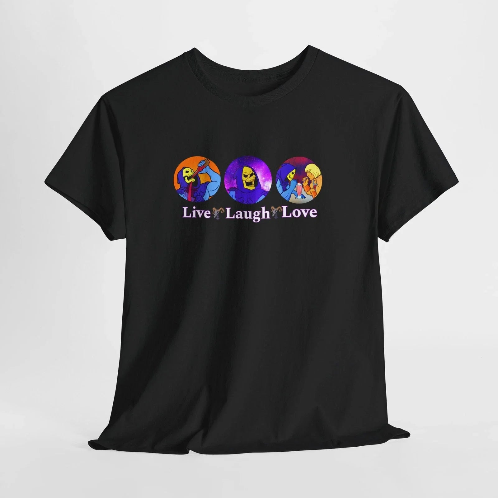 He-Man Skeletor Funny Live Laugh Love Retro 80s - Adult & Kids T-Shirts, Sweatshirts & Hoodies apparel design preview 1