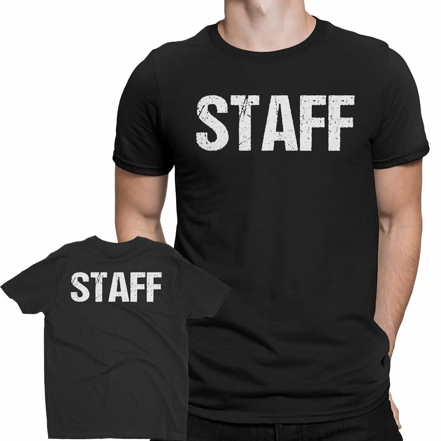 SCREENPRINT Black Staff Double Sided White Print - Adult & Kids T-Shirts, Sweatshirts & Hoodies apparel design preview 1