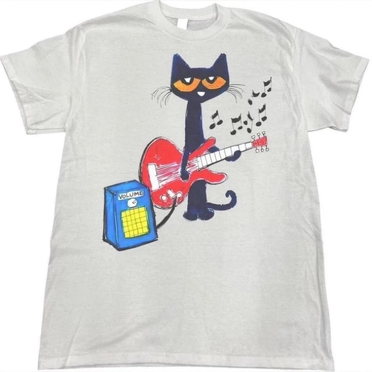 Vintage Style Y2K Pete The Cat Playing Guitar Graphic - Adult & Kids T-Shirts, Sweatshirts & Hoodies apparel design preview 1