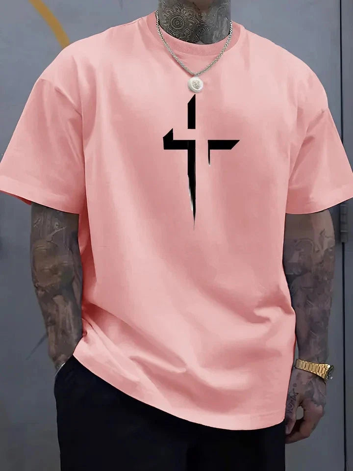 Men 100% Cotton Round Neck Short Sleeve Cross Print - Adult & Kids T-Shirts, Sweatshirts & Hoodies apparel design preview 1