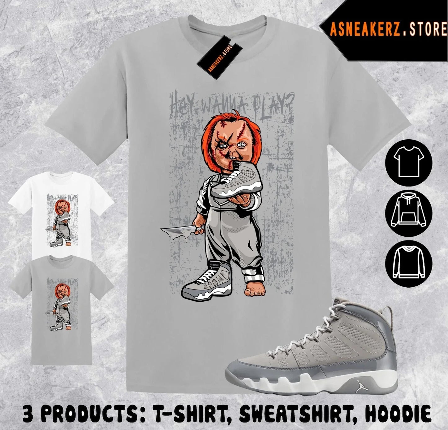 Matching AJ 9 Cool Grey To Match Sneaker Sneakerhead - Adult & Kids T-Shirts, Sweatshirts & Hoodies apparel design preview 1