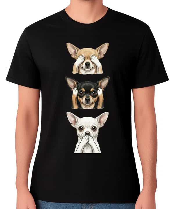Chihuahua See No Evil Hear Speak Dog - Adult & Kids T-Shirts, Sweatshirts & Hoodies apparel design preview 1