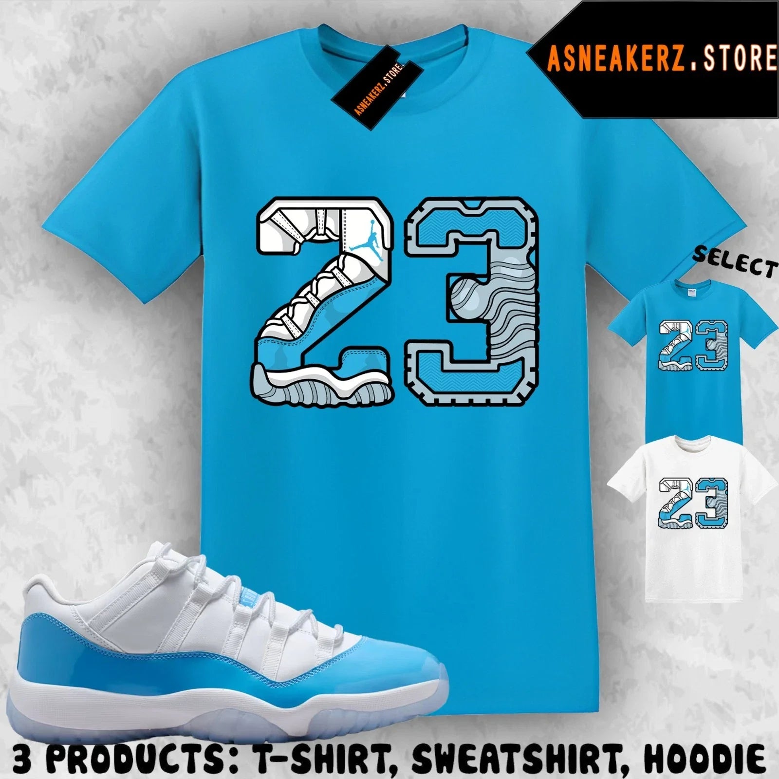 Matching AJ 11 Low University Blue 2026 Match Sneaker - Adult & Kids T-Shirts, Sweatshirts & Hoodies apparel design preview 1