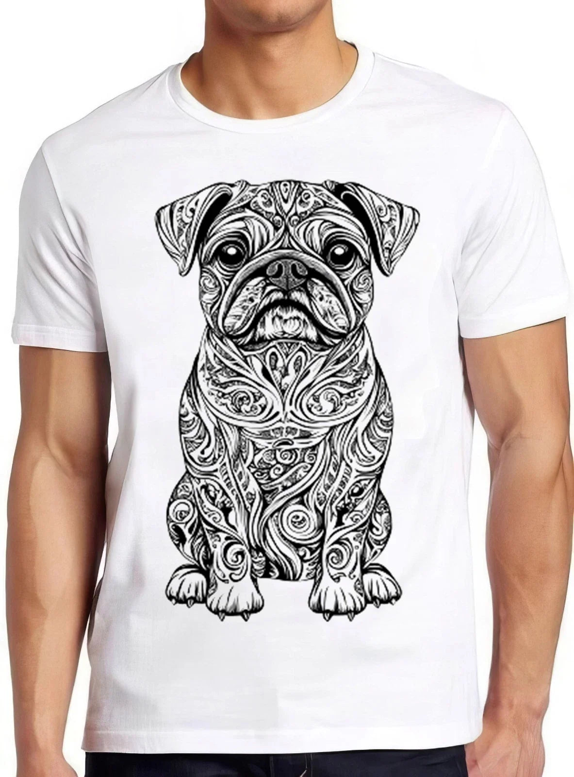 Ethnic Pug Mandala Cute Dog Animal Funny Cool Gift - Adult & Kids T-Shirts, Sweatshirts & Hoodies apparel design preview 1