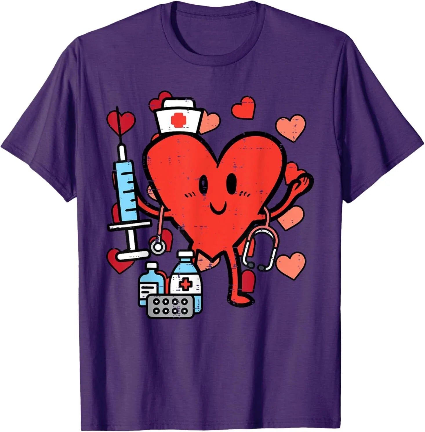 Valentines Day Nurse Heart Funny Nursing Scrub Top RN - Adult & Kids T-Shirts, Sweatshirts & Hoodies apparel design preview 1