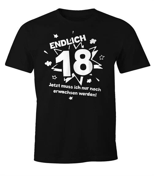 Mens finally 18 now i just need to grow up 18th - Adult & Kids T-Shirts, Sweatshirts & Hoodies apparel design preview 1