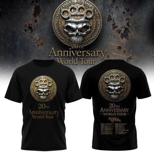Five Finger Death Punch 20th Anniversary World UK EU - Adult & Kids T-Shirts, Sweatshirts & Hoodies apparel design preview 1
