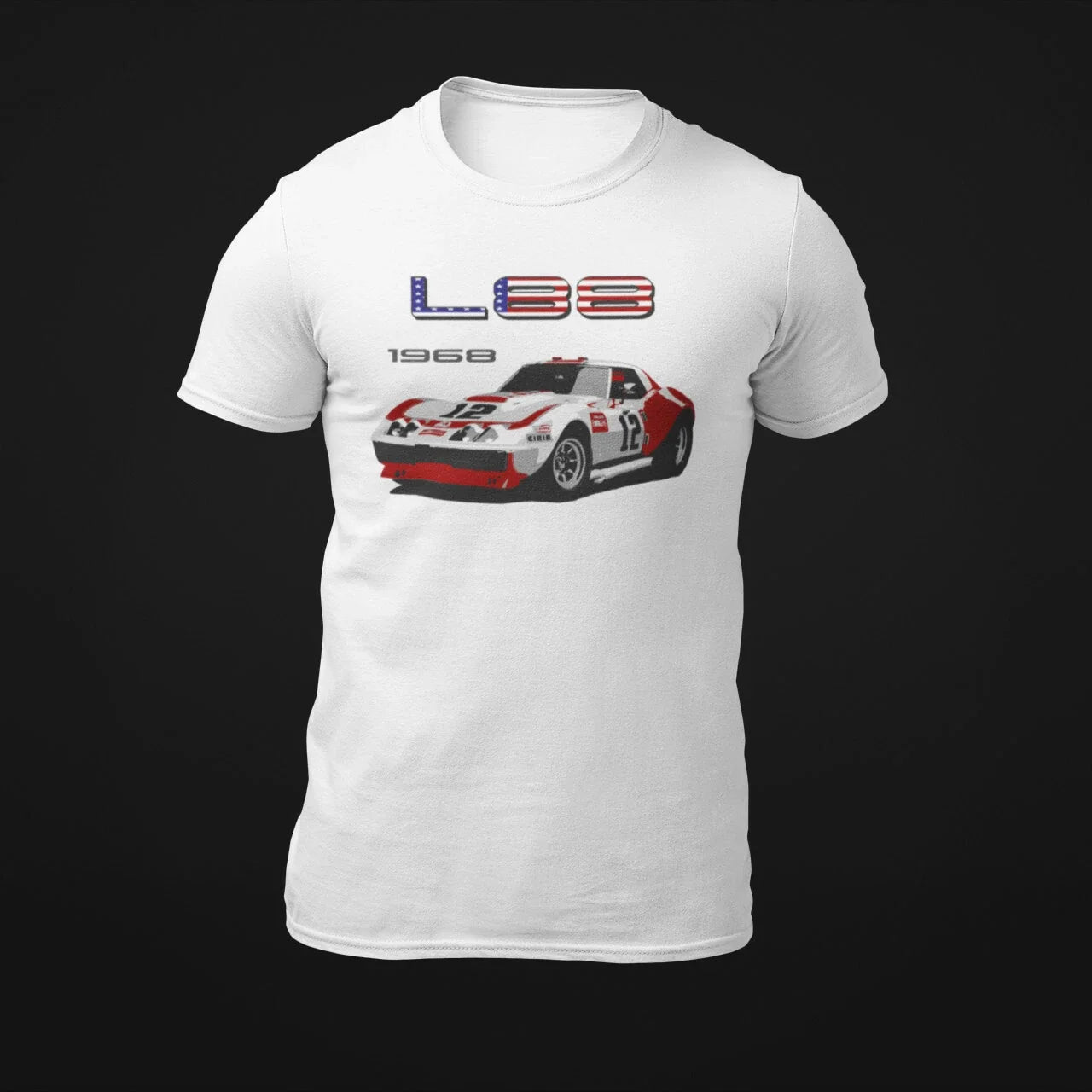 1968 vette L88 Owens Corning #12 Race Car - Adult & Kids T-Shirts, Sweatshirts & Hoodies apparel design preview 1