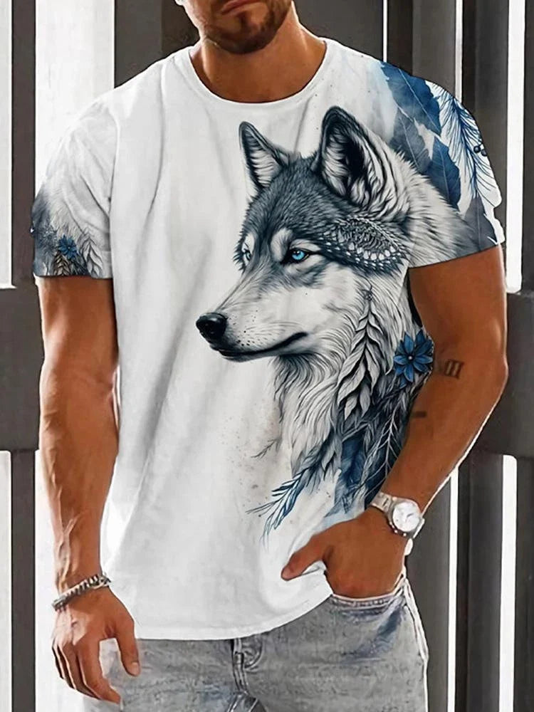 3D Printed Wolf Pattern Men's Summer Outdoor Casual - Adult & Kids T-Shirts, Sweatshirts & Hoodies apparel design preview 1