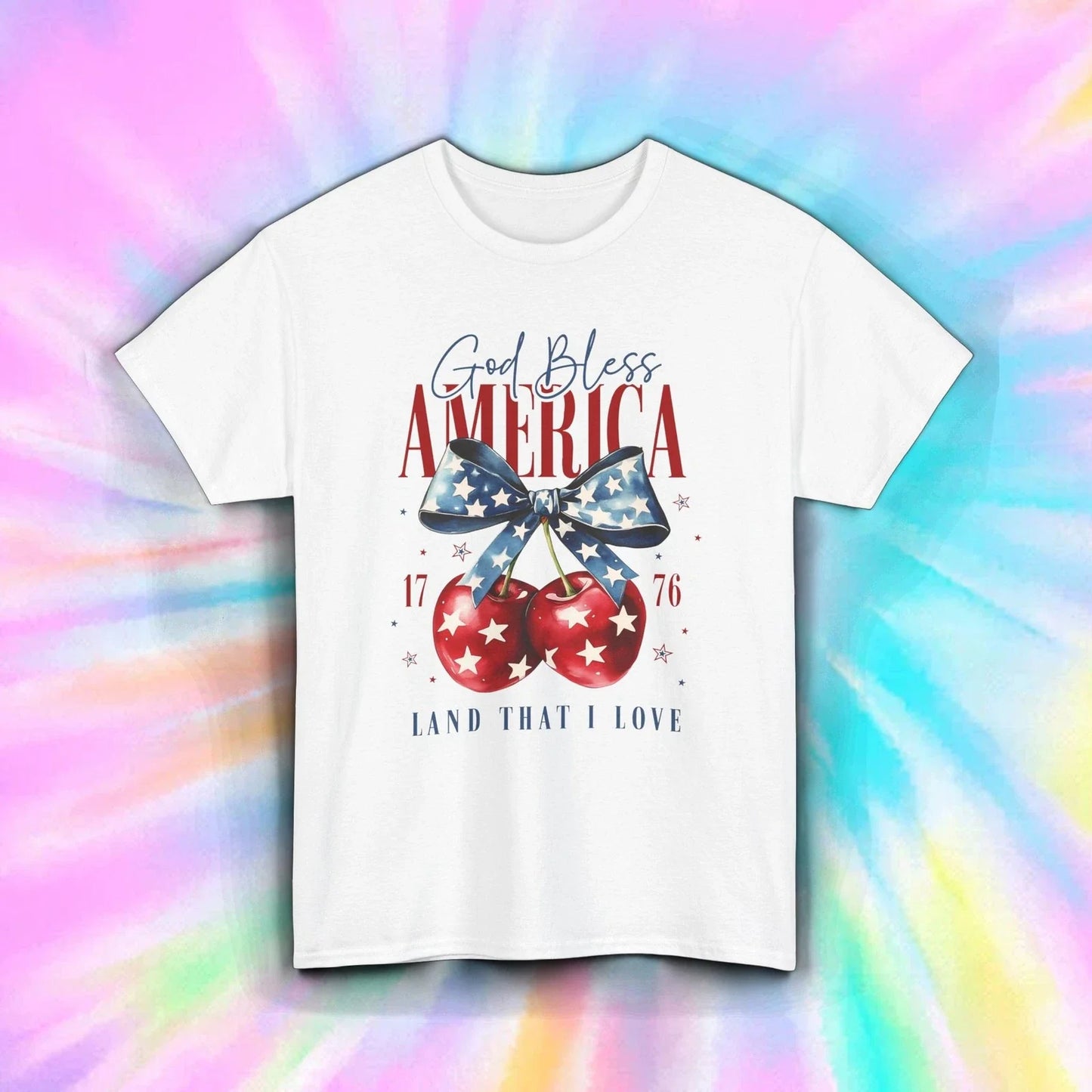God Bless America Patriotic Cherries 1776 S-5XL 4th - Adult & Kids T-Shirts, Sweatshirts & Hoodies apparel design preview 1