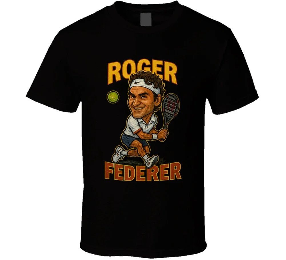 Roger Federer Vintage Retro Caricature Tennis Player - Adult & Kids T-Shirts, Sweatshirts & Hoodies apparel design preview 1