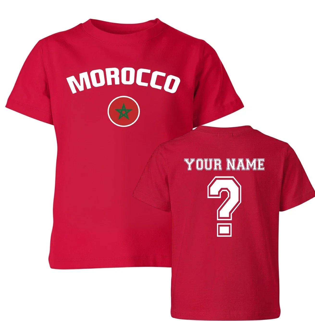 Personalised Morocco football Custom Name and Number - Adult & Kids T-Shirts, Sweatshirts & Hoodies apparel design preview 1