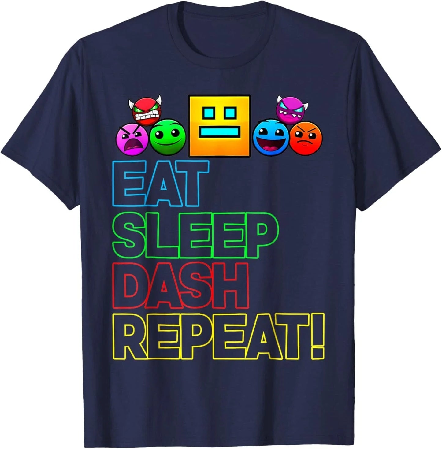 Eat Sleep Dash Repeat Video Game Geometry Gamer Lover - Adult & Kids T-Shirts, Sweatshirts & Hoodies apparel design preview 1
