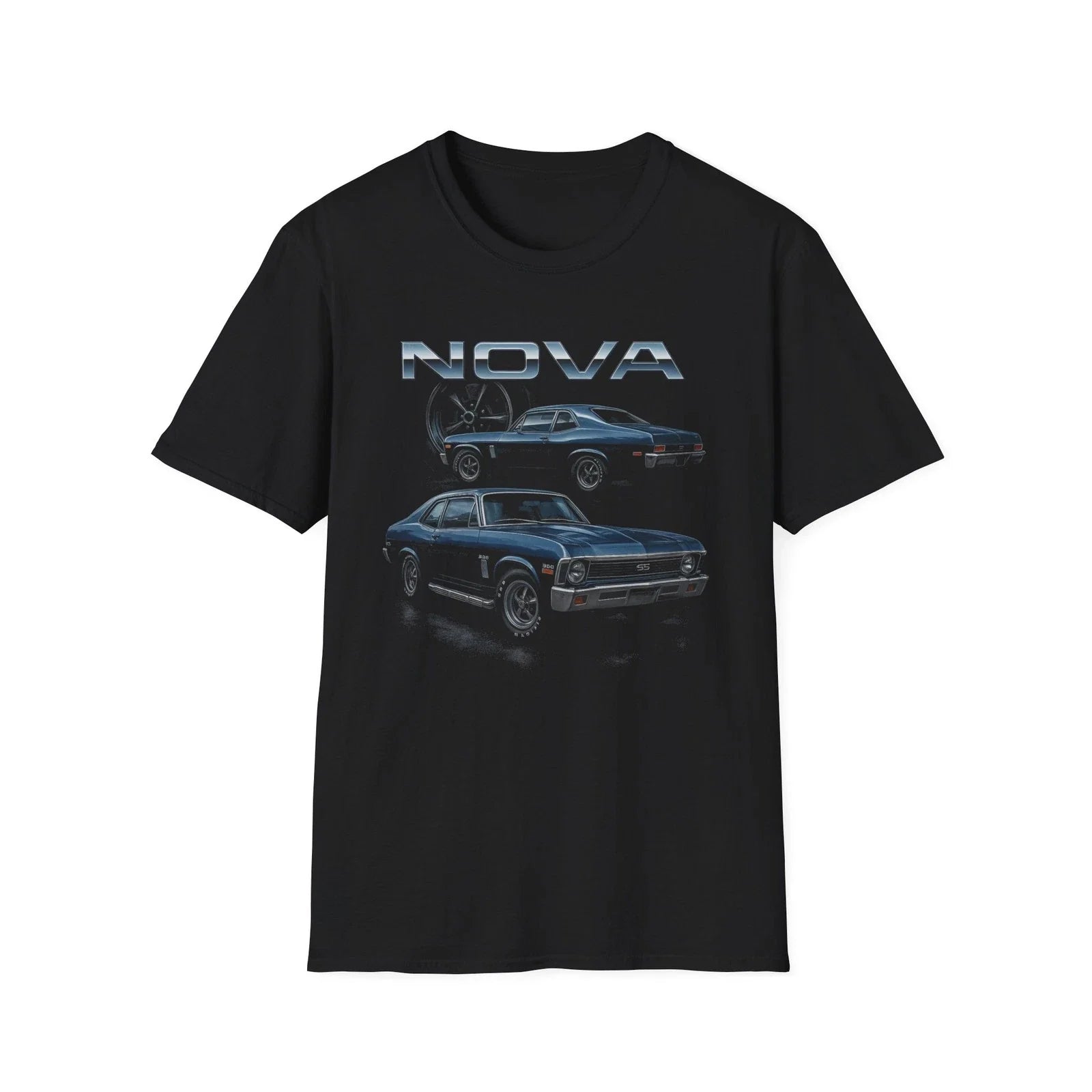 1970 Chevy Nova SS Vintage Blue Muscle Car Graphic - Adult & Kids T-Shirts, Sweatshirts & Hoodies apparel design preview 1