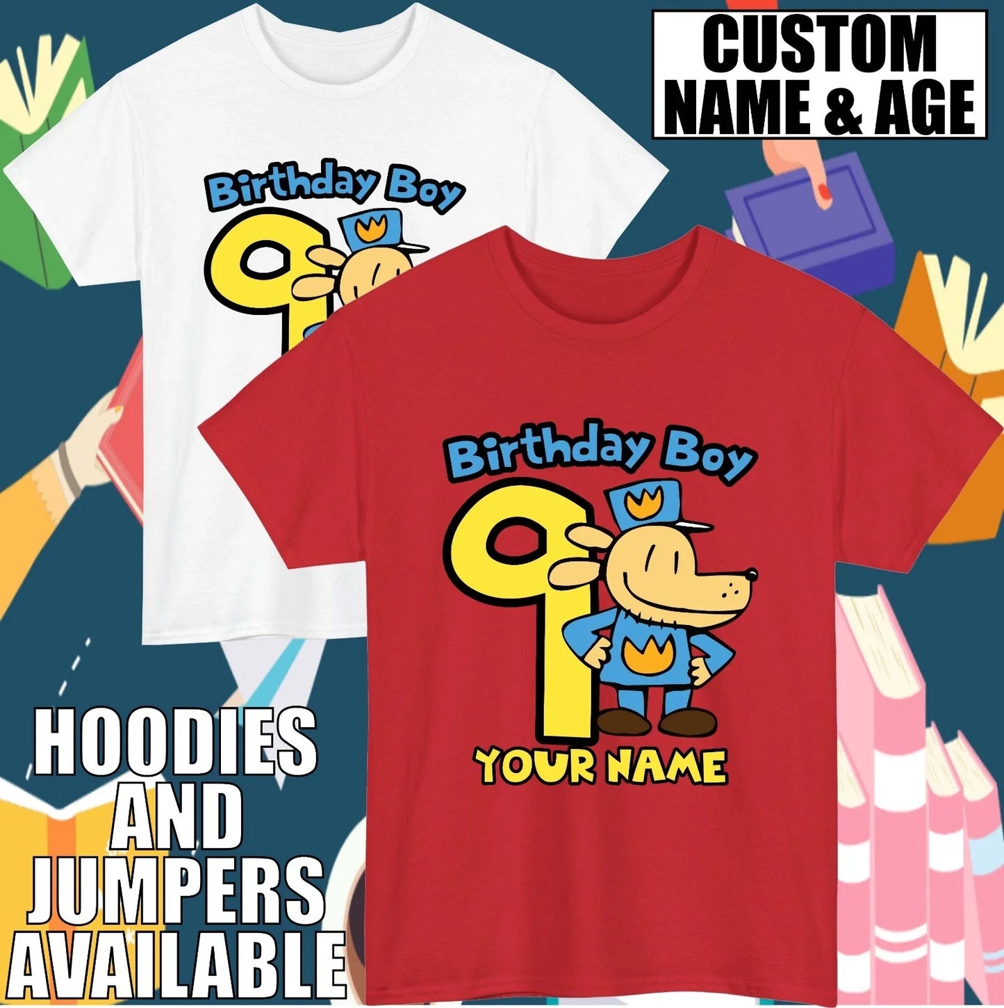 Personalised Dog Man Birthday Custom Age Name World - Adult & Kids T-Shirts, Sweatshirts & Hoodies apparel design preview 1