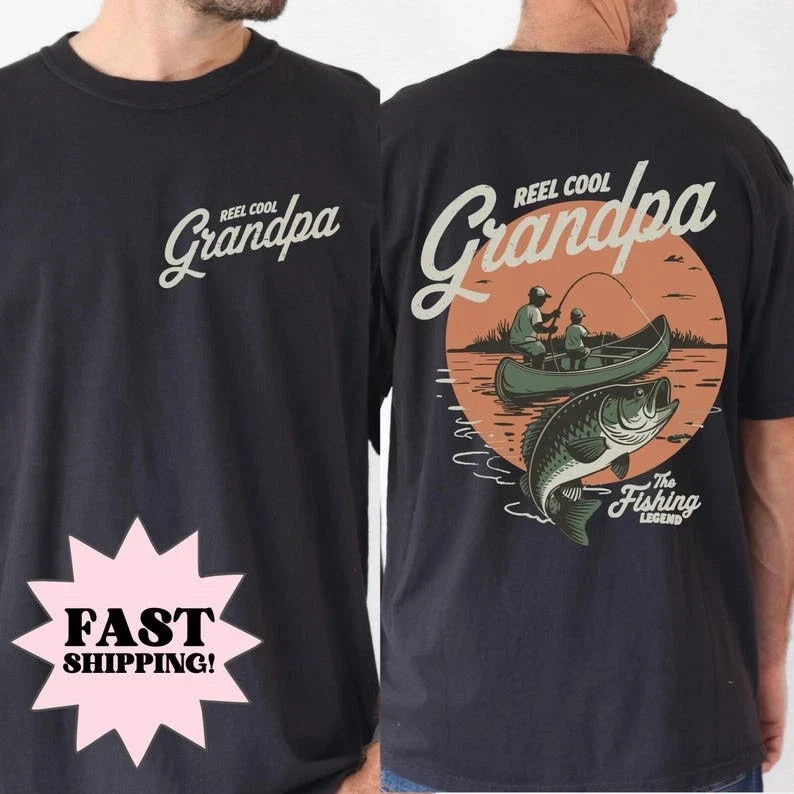 Fathers Day Reel Cool Grandpa The Fishing Legend Gift - Adult & Kids T-Shirts, Sweatshirts & Hoodies apparel design preview 1