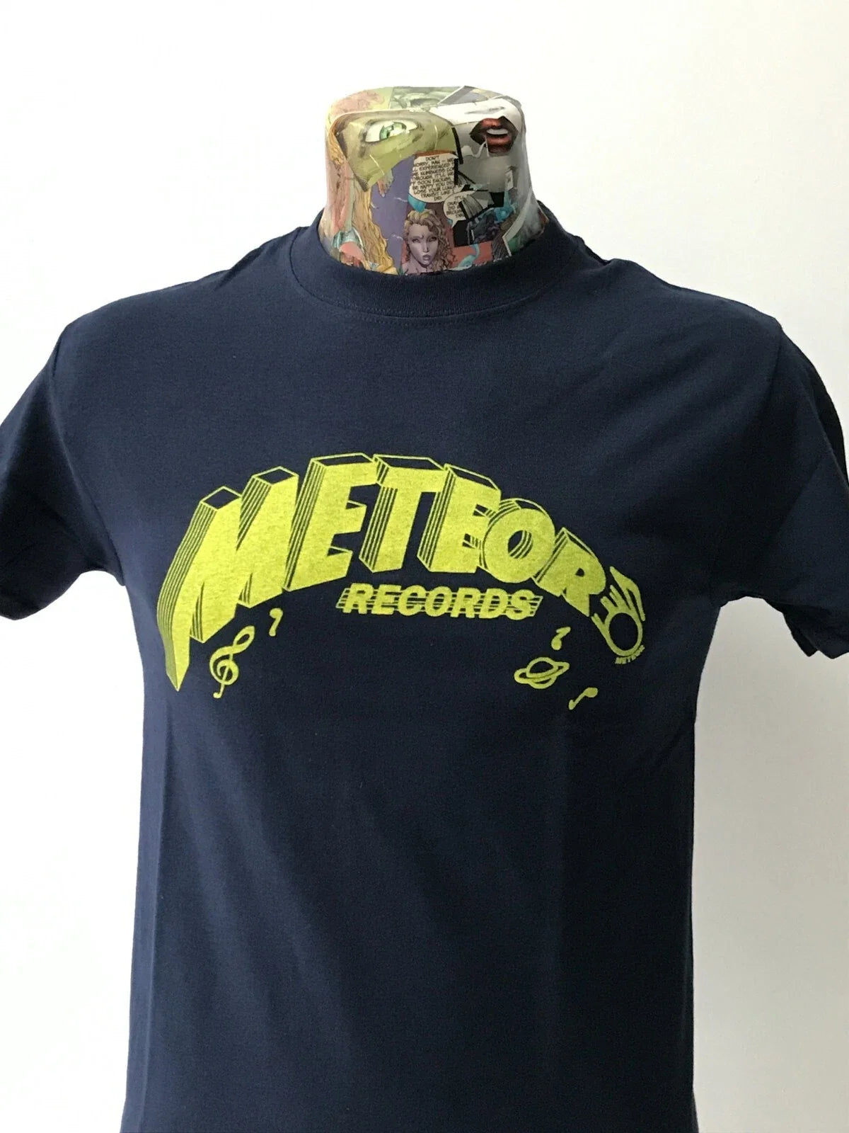 METEOR RECORDS NAVY BLUE YELLOW SCREEN PRINTED - Adult & Kids T-Shirts, Sweatshirts & Hoodies apparel design preview 1