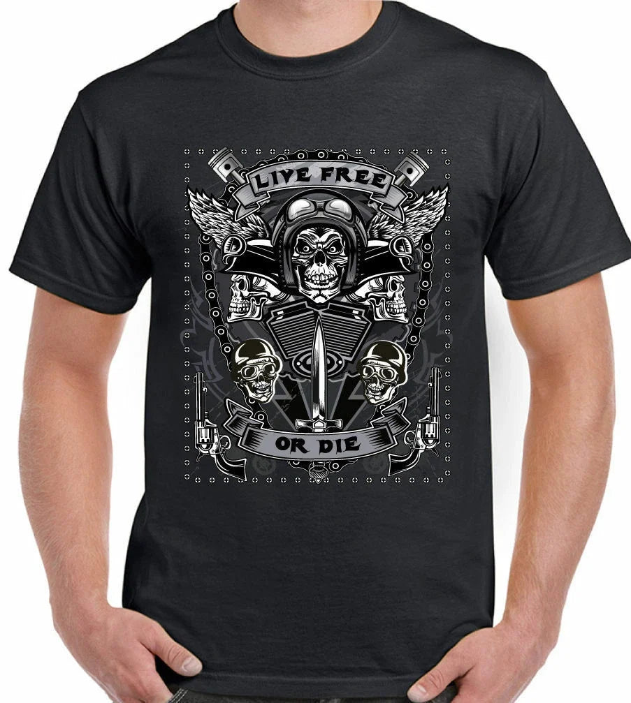 Motorbike Live Free Or Die Mens Bike Biker Motorcycle - Adult & Kids T-Shirts, Sweatshirts & Hoodies apparel design preview 1