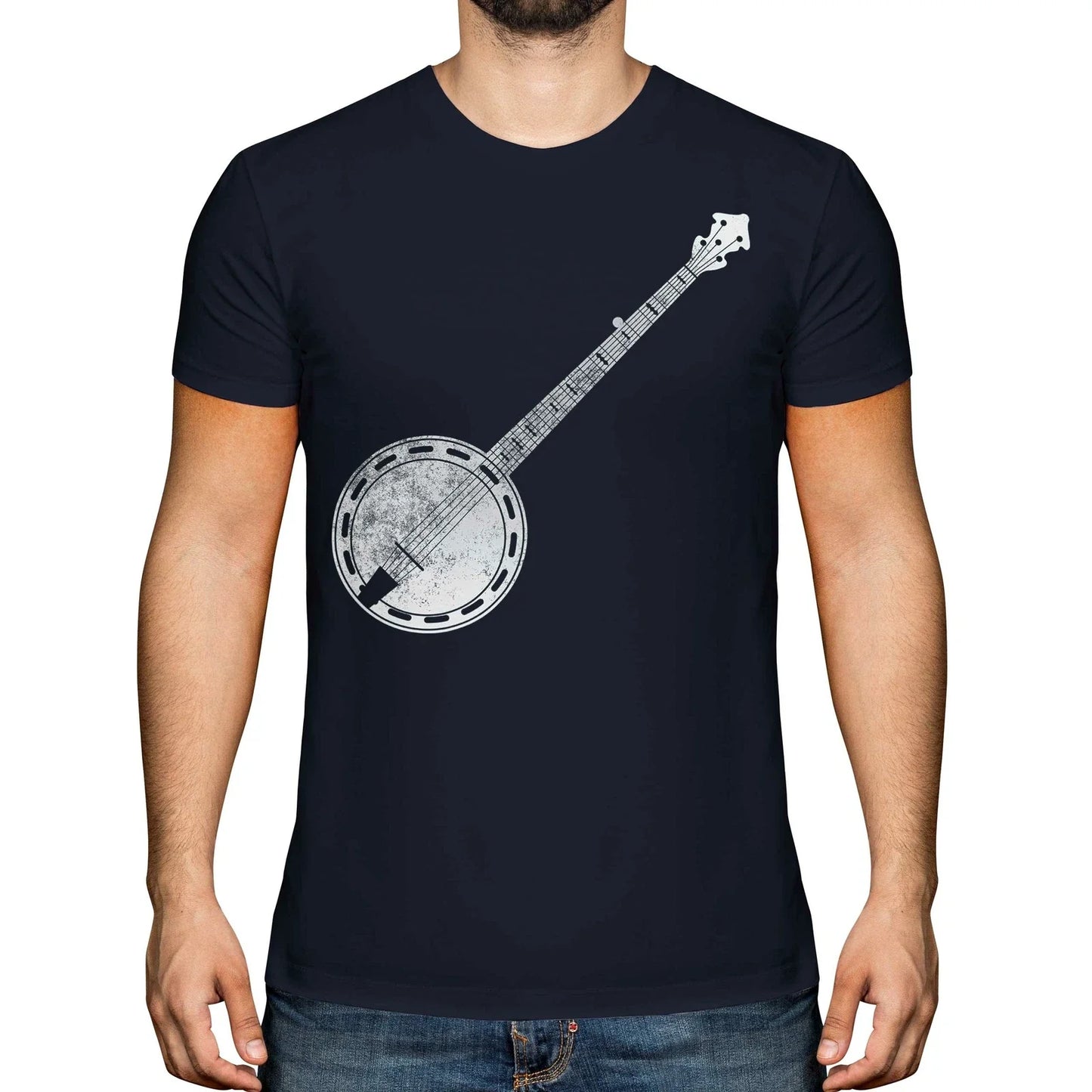 BANJO DISTRESSED PRINT MENS VINTAGE STYLE TOP PLAYER - Adult & Kids T-Shirts, Sweatshirts & Hoodies apparel design preview 1