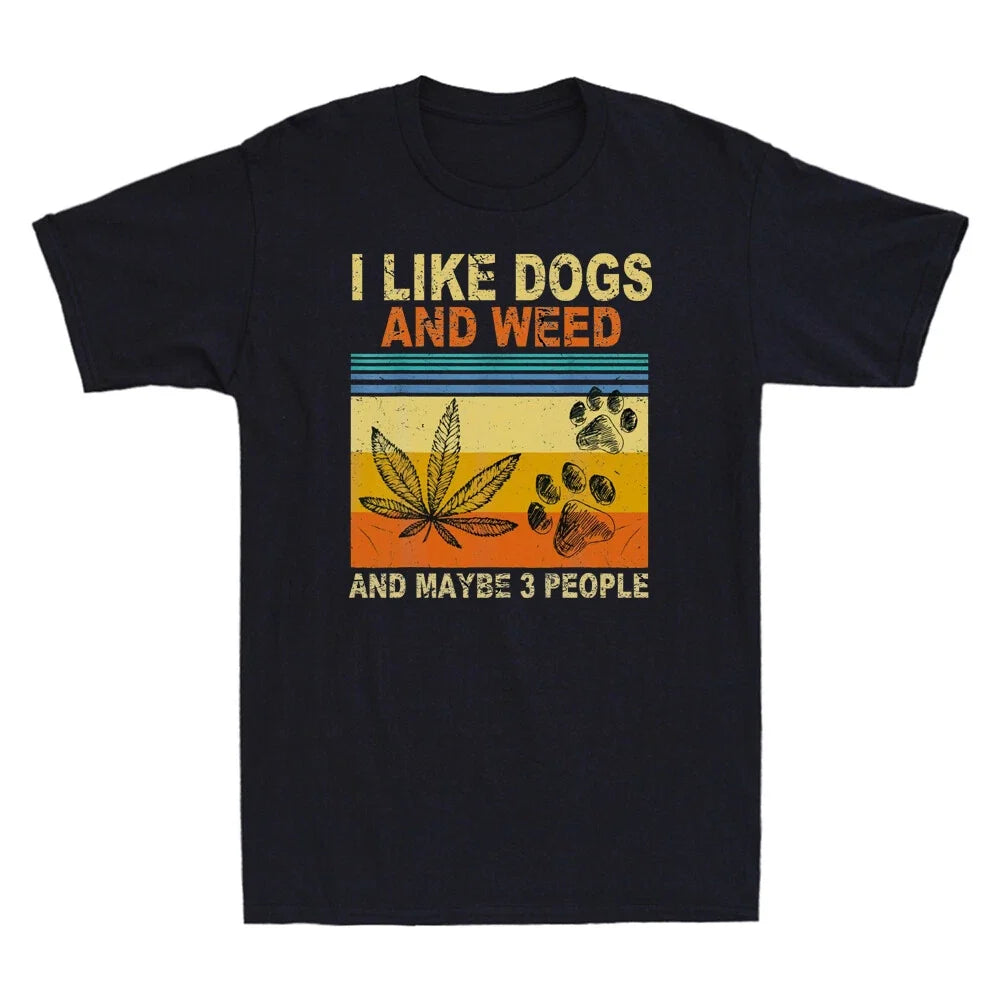 I Like Weed My Dog And Maybe 3 People Funny Vintage - Adult & Kids T-Shirts, Sweatshirts & Hoodies apparel design preview 1