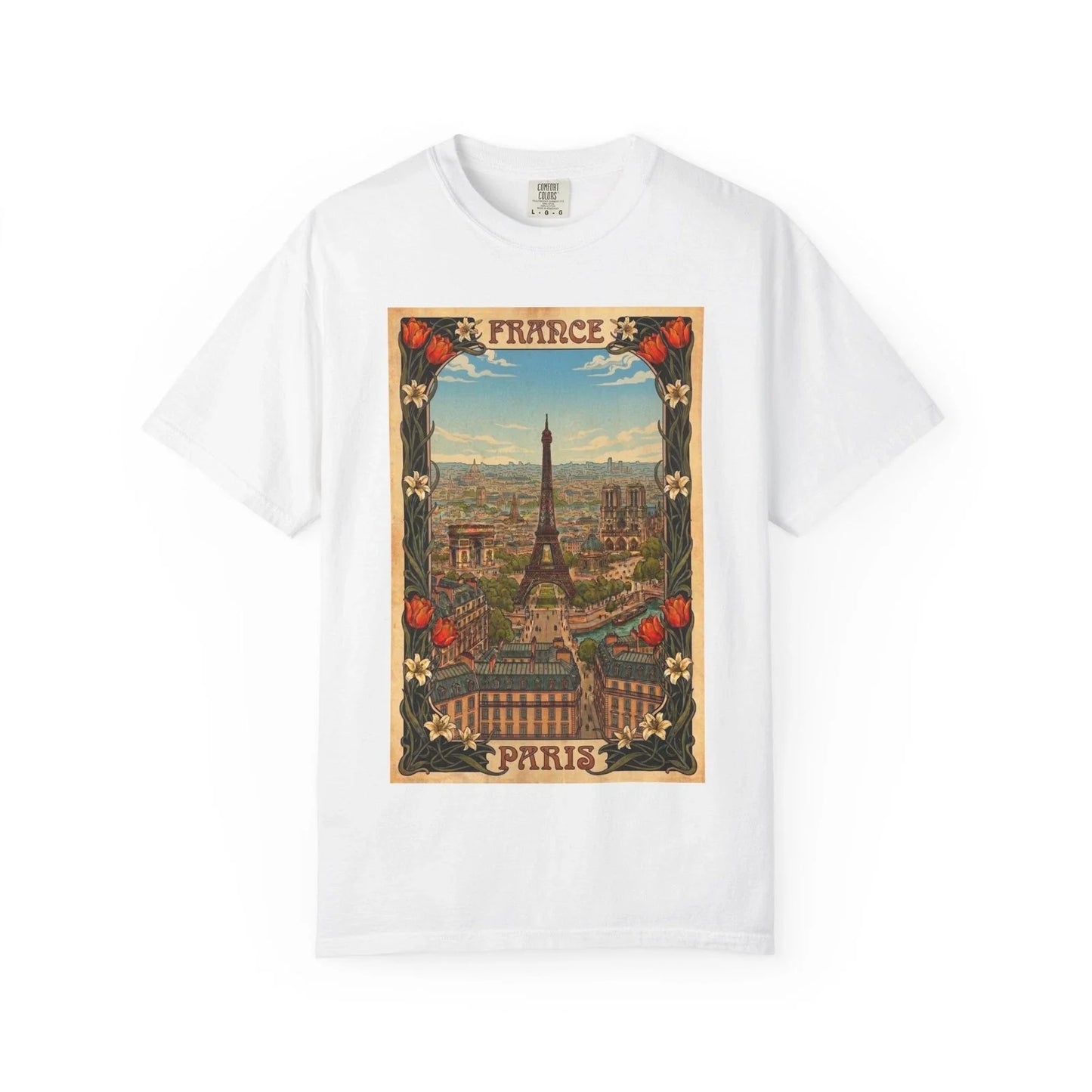 Vintage Paris Eiffel Tower French Art Poster Travel - Adult & Kids T-Shirts, Sweatshirts & Hoodies apparel design preview 1