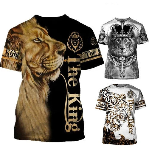 Animal King Lion Tiger 3D Print Mens Casual Short - Adult & Kids T-Shirts, Sweatshirts & Hoodies apparel design preview 1