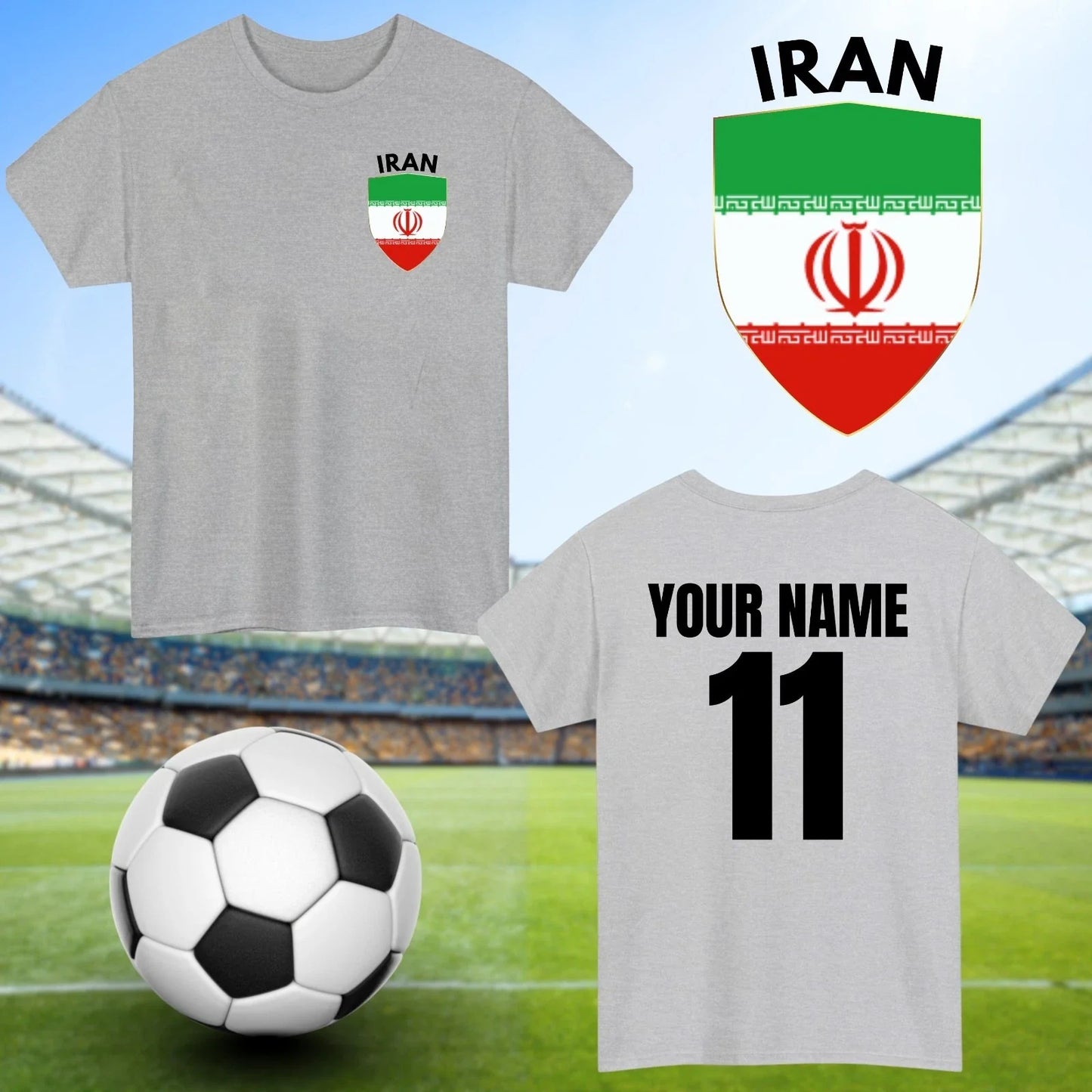 Personalised Iran Football Custom Name And Number - Adult & Kids T-Shirts, Sweatshirts & Hoodies apparel design preview 1