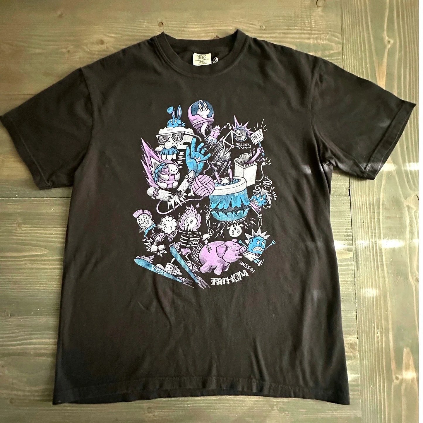 Custom Ink Graphic Black Cartoon Art Purple Blue Mens - Adult & Kids T-Shirts, Sweatshirts & Hoodies apparel design preview 1