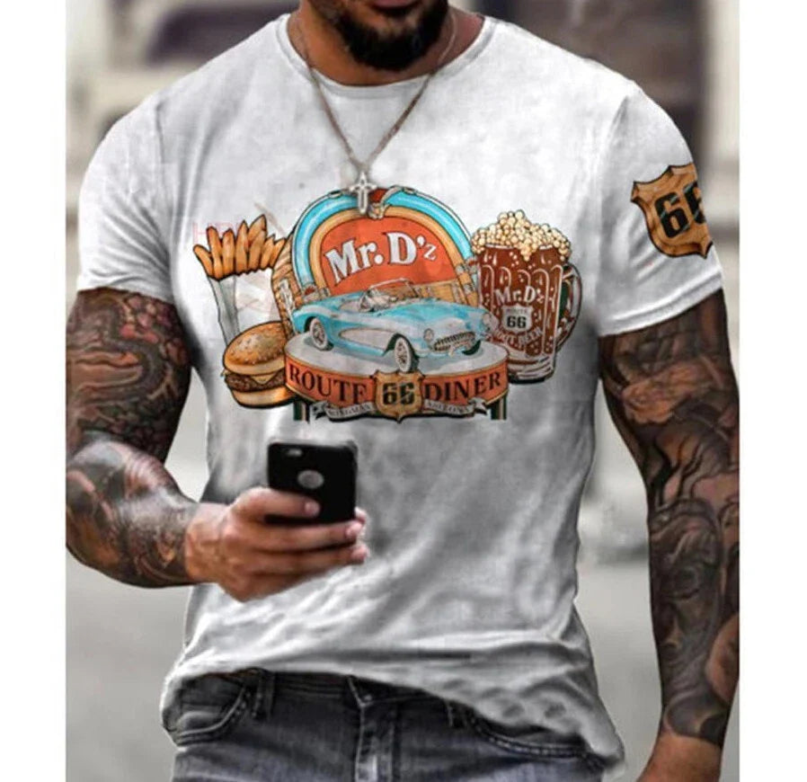Route 66 Diner: Mr D'z Burgers Retro Vintage REGULAR - Adult & Kids T-Shirts, Sweatshirts & Hoodies apparel design preview 1