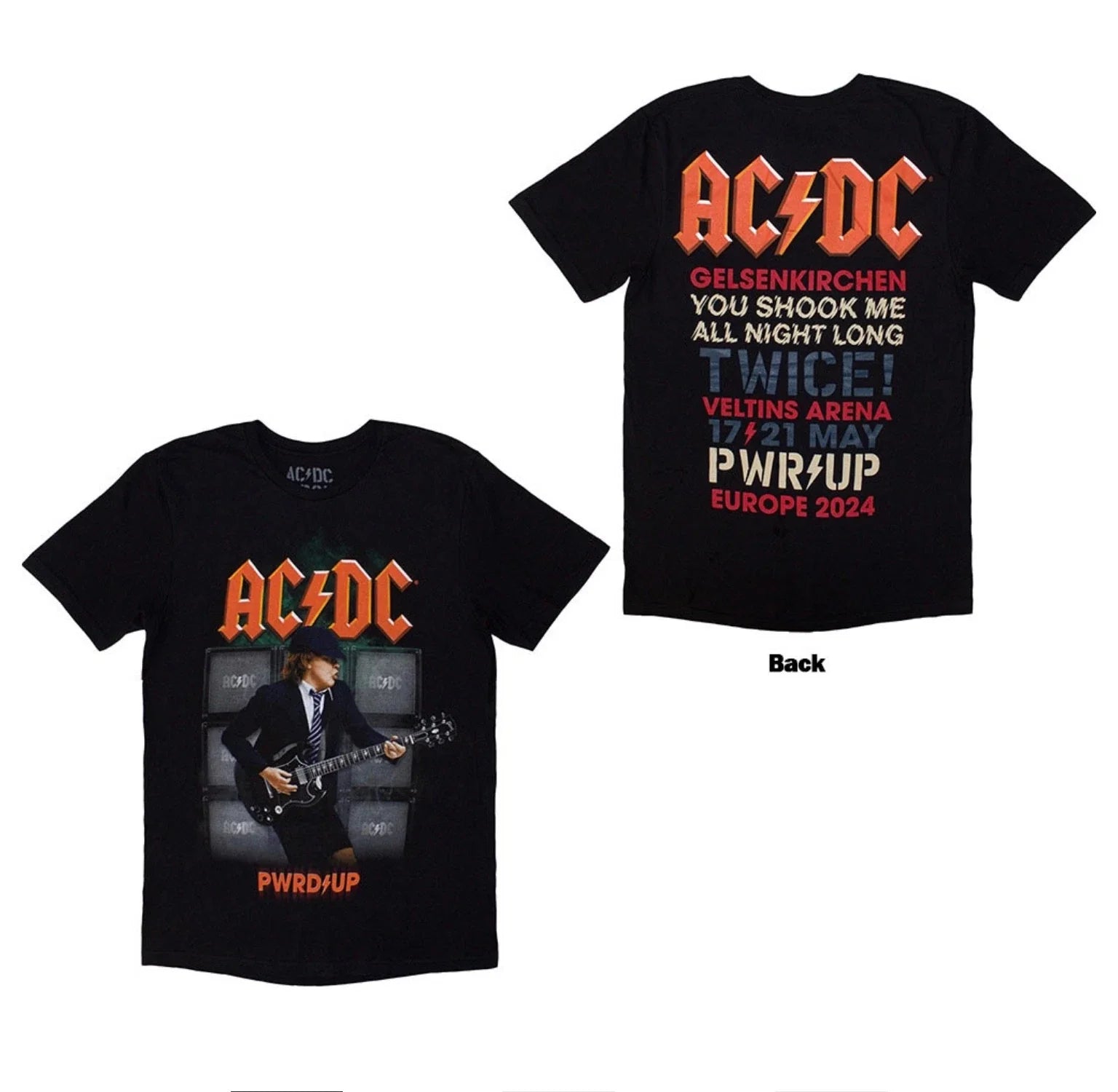 Official AC/DC Band Angus PWRD⚡️UP 2024 EU Tour Men's - Adult & Kids T-Shirts, Sweatshirts & Hoodies apparel design preview 1