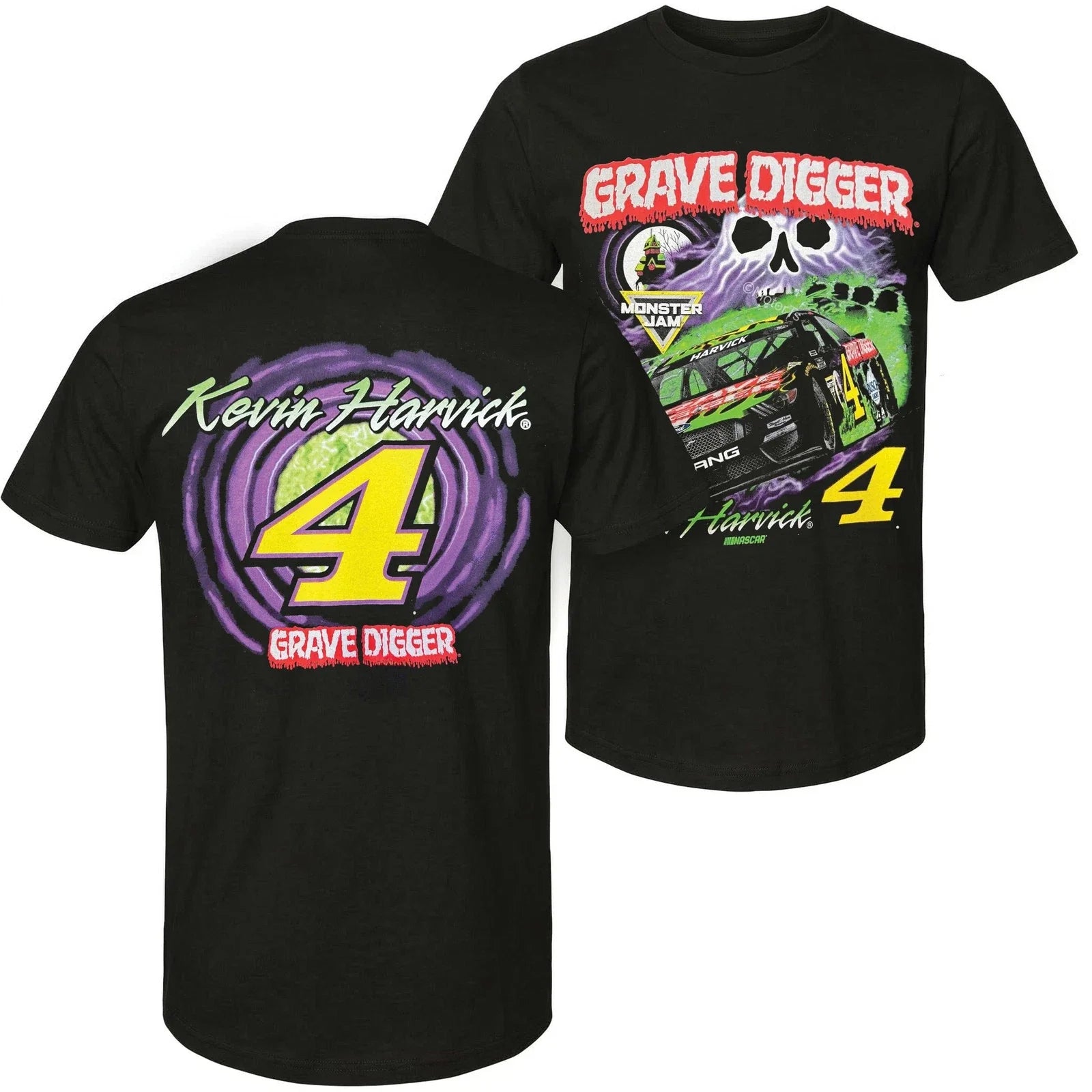 Retro Vintage Y2K Grave Digger Monster Truck Racing - Adult & Kids T-Shirts, Sweatshirts & Hoodies apparel design preview 1