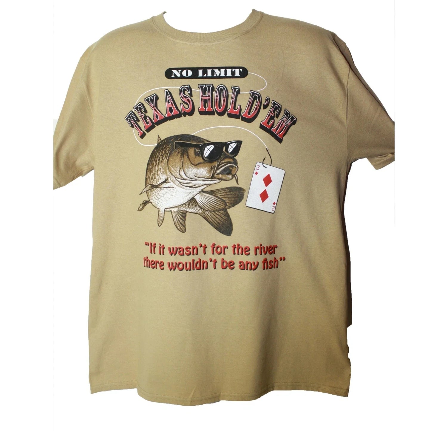 Vintage Texas Hold'em Poker Funny Fish on the River - Adult & Kids T-Shirts, Sweatshirts & Hoodies apparel design preview 1