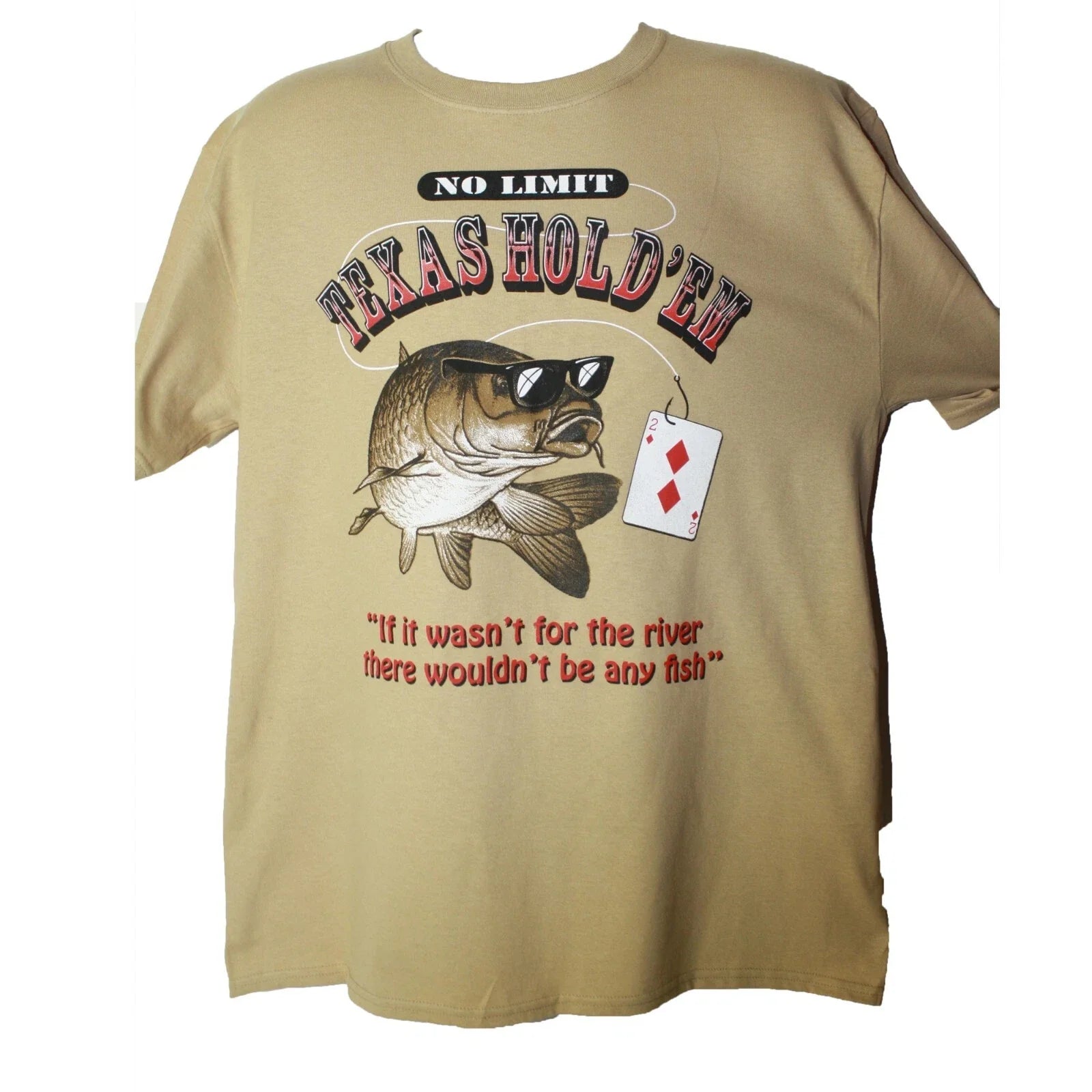 Vintage Texas Hold'em Poker Funny Fish on the River - Adult & Kids T-Shirts, Sweatshirts & Hoodies apparel design preview 1