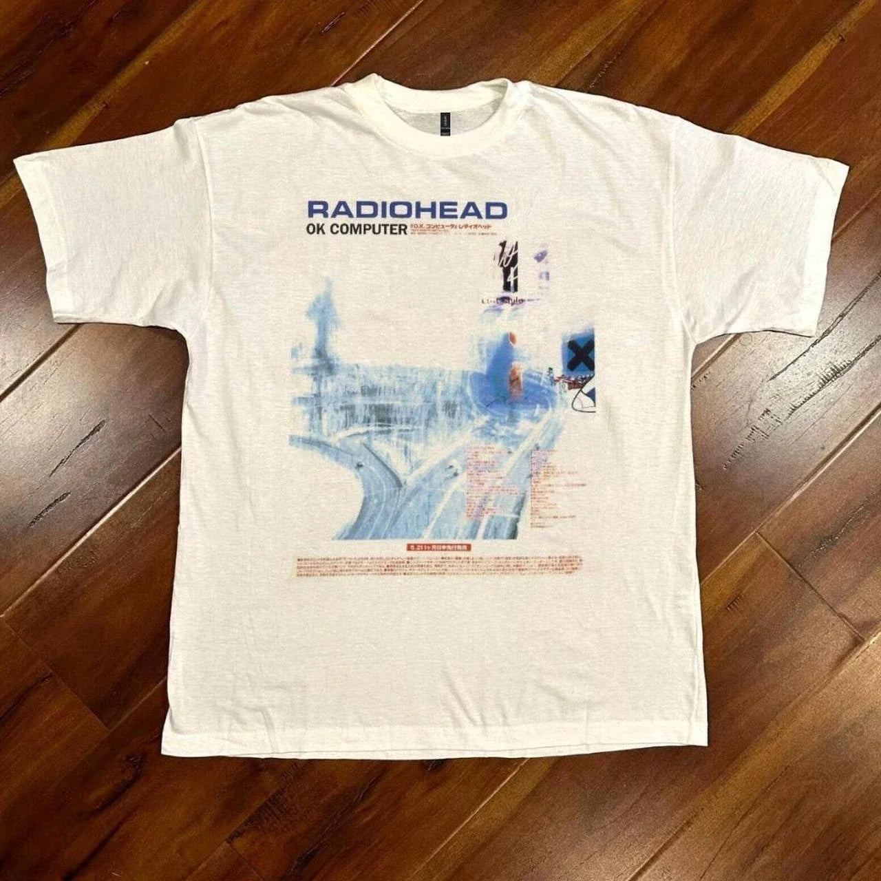 White Radiohead OK Computer Promo Vintage Indie Rock - Adult & Kids T-Shirts, Sweatshirts & Hoodies apparel design preview 1