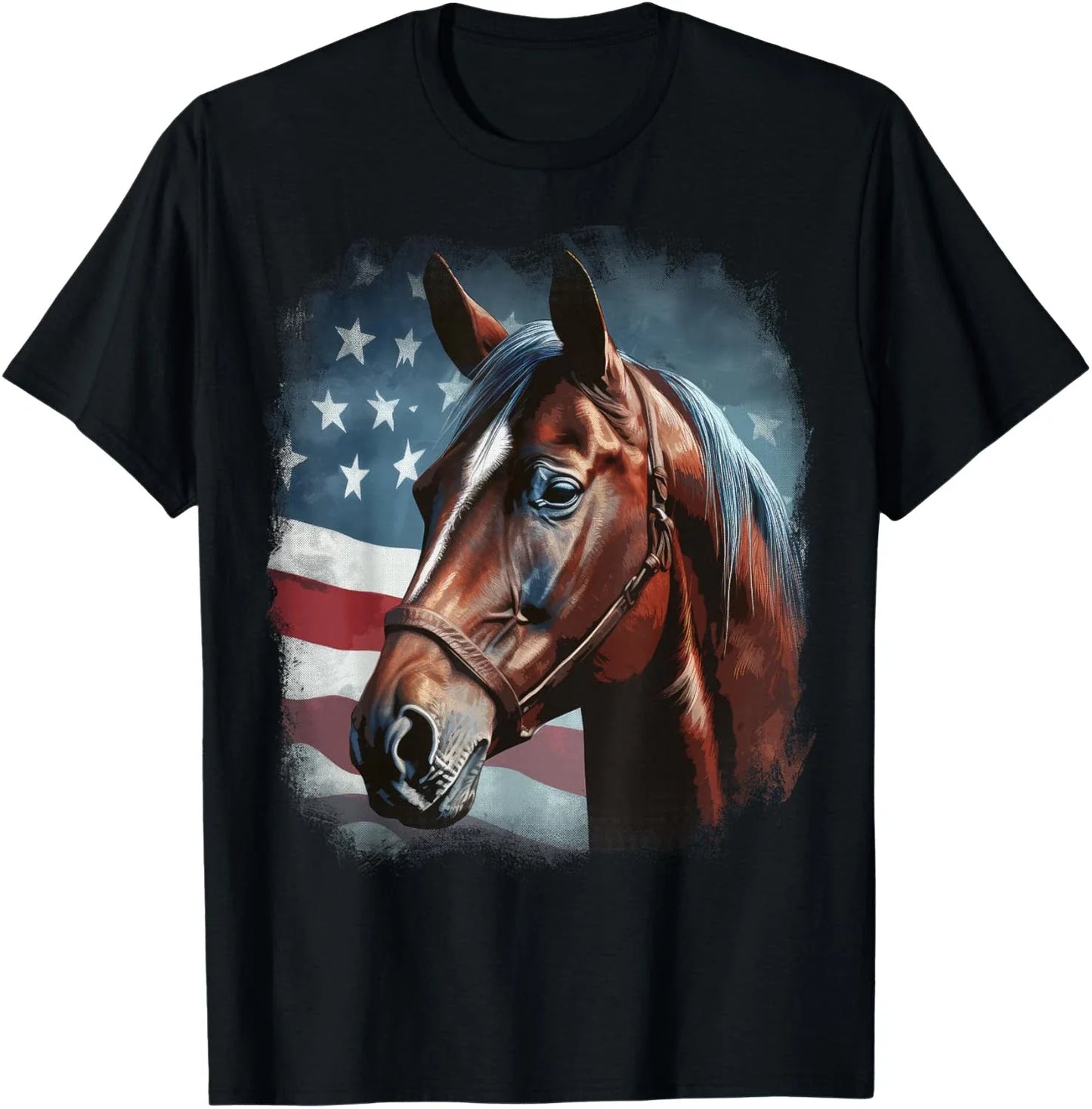 Patriotic Horse American Flag Horseback Riding - Adult & Kids T-Shirts, Sweatshirts & Hoodies apparel design preview 1