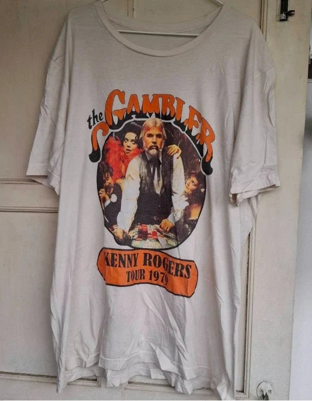 1970s Kenny Rogers The Gambler WHite Cotton S-5XL - Adult & Kids T-Shirts, Sweatshirts & Hoodies apparel design preview 1