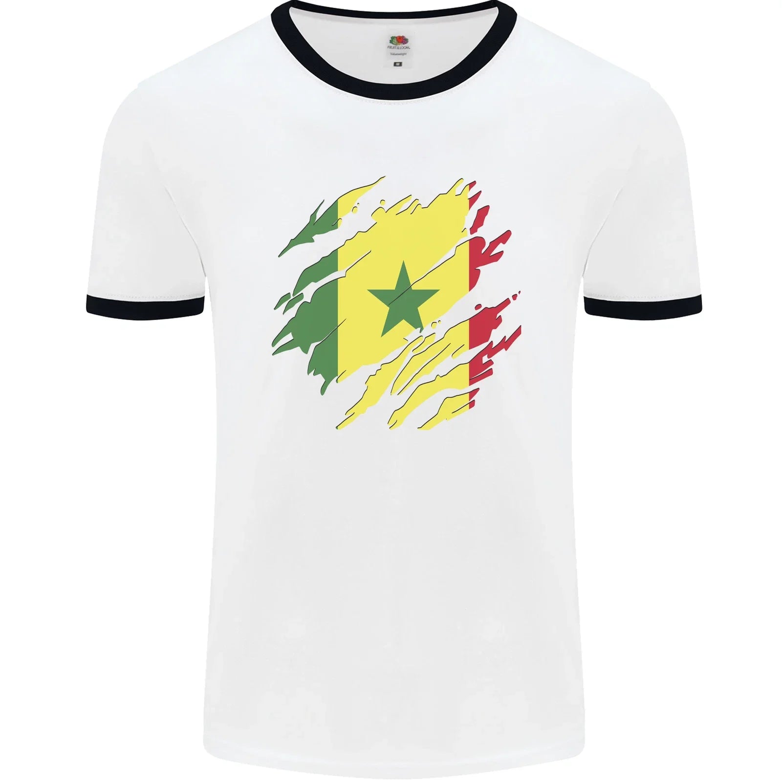Torn Senegal Flag Senegalese Day Football Mens Ringer - Adult & Kids T-Shirts, Sweatshirts & Hoodies apparel design preview 1