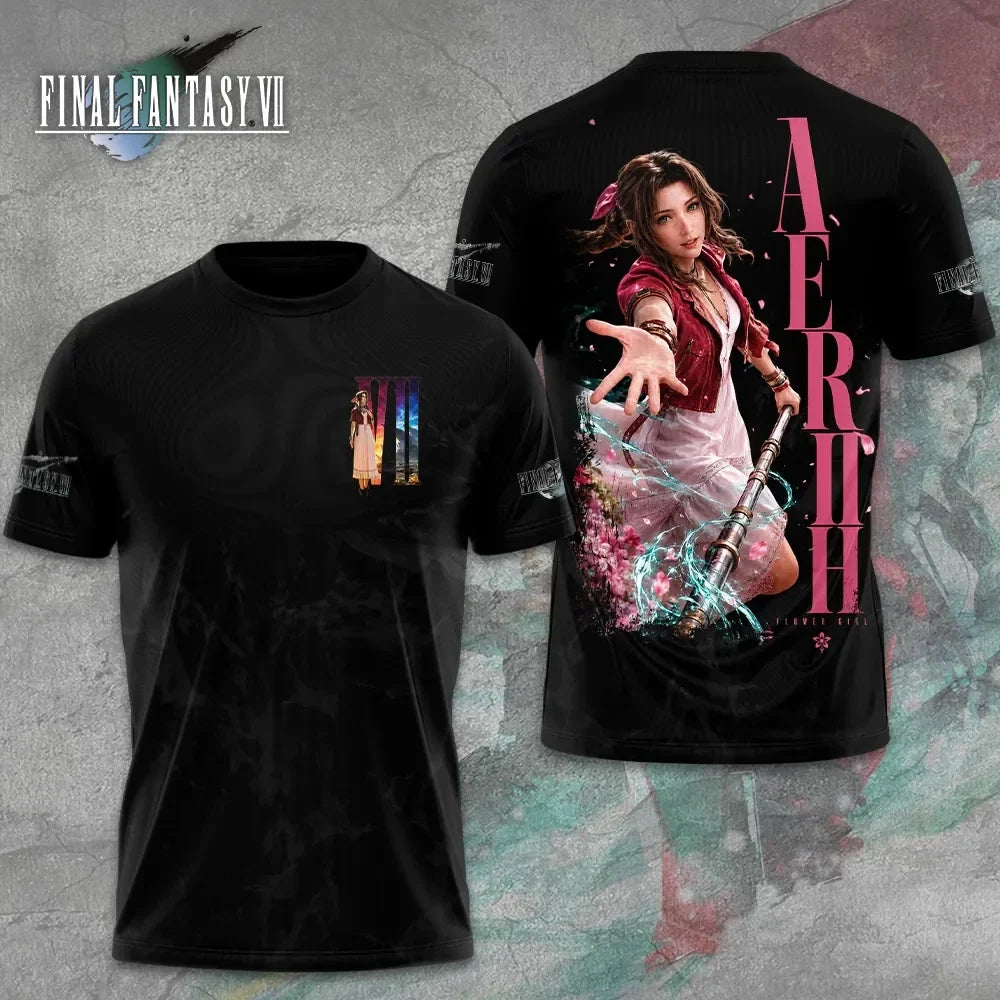 Final Fantasy VII x Aerith Gainsborough 3D Apparel - Adult & Kids T-Shirts, Sweatshirts & Hoodies apparel design preview 1