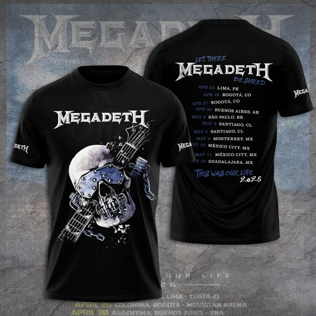Megadeth Tour 2026 3D Apparel - Adult & Kids T-Shirts, Sweatshirts & Hoodies apparel design preview 1