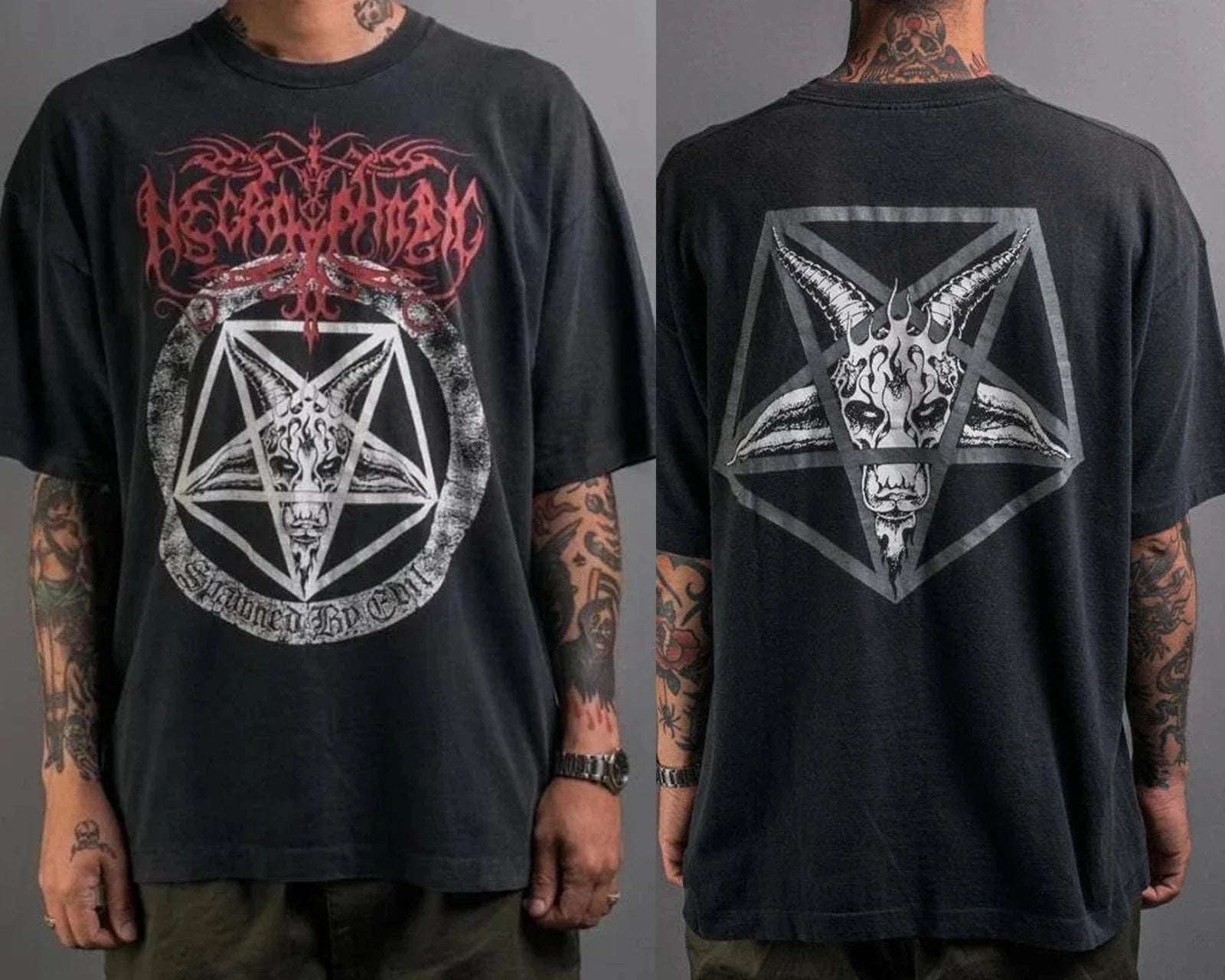 Vintage Necrophobic 1996 Unisex 2 SIDE Spawned by - Adult & Kids T-Shirts, Sweatshirts & Hoodies apparel design preview 1