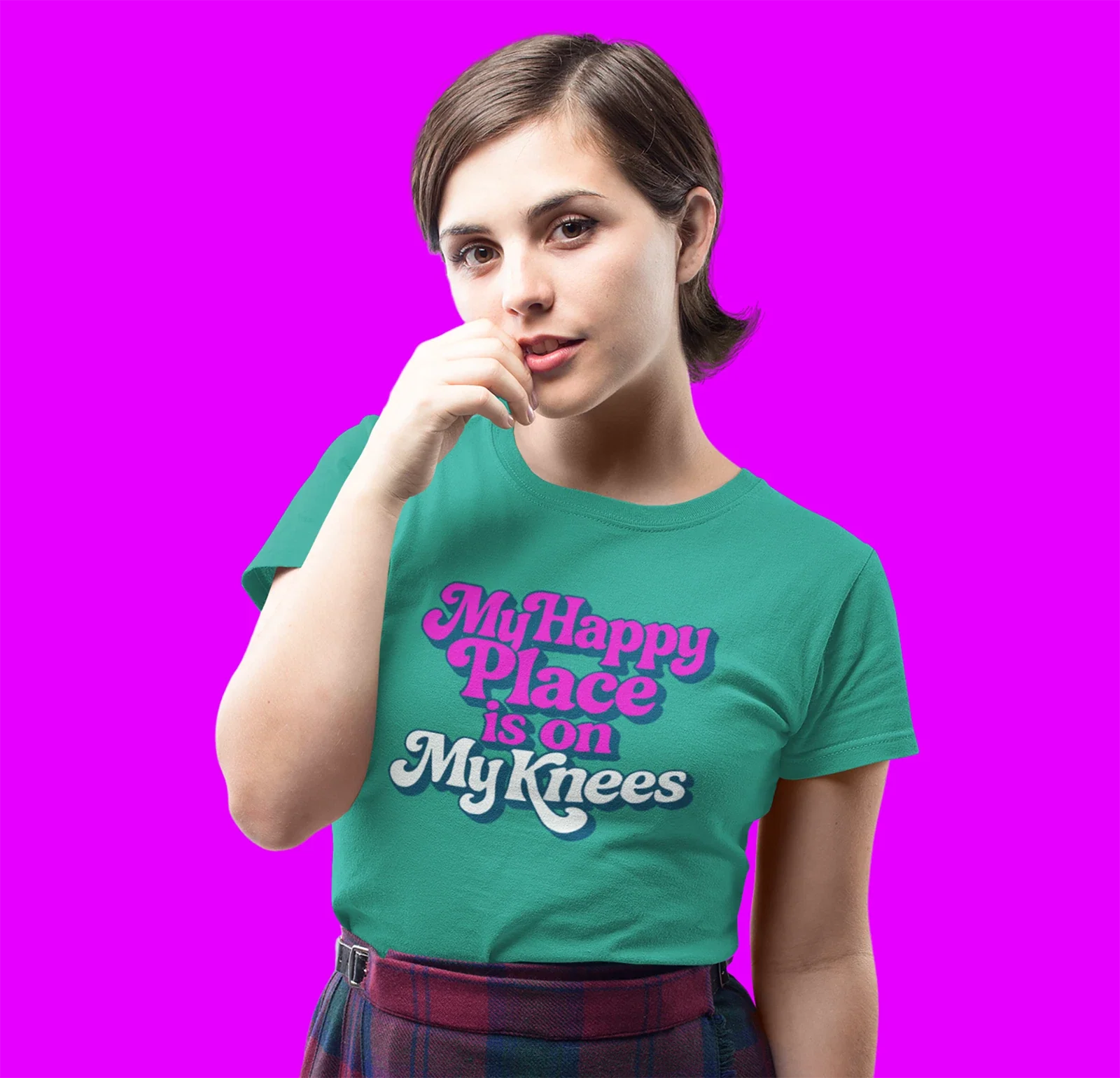 My Happy Place is on Knees For Submissive Kink - Adult & Kids T-Shirts, Sweatshirts & Hoodies apparel design preview 1