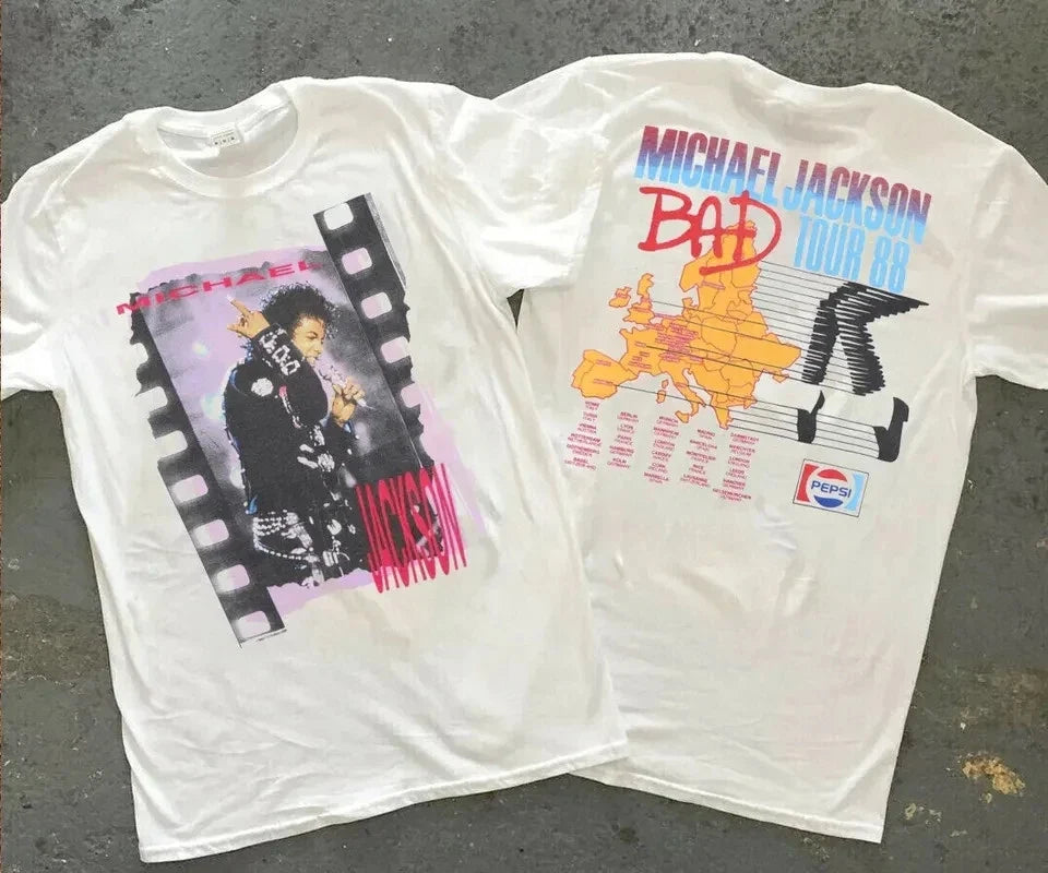 Michael Jackson Bad Tour 88 1988 - Adult & Kids T-Shirts, Sweatshirts & Hoodies apparel design preview 1