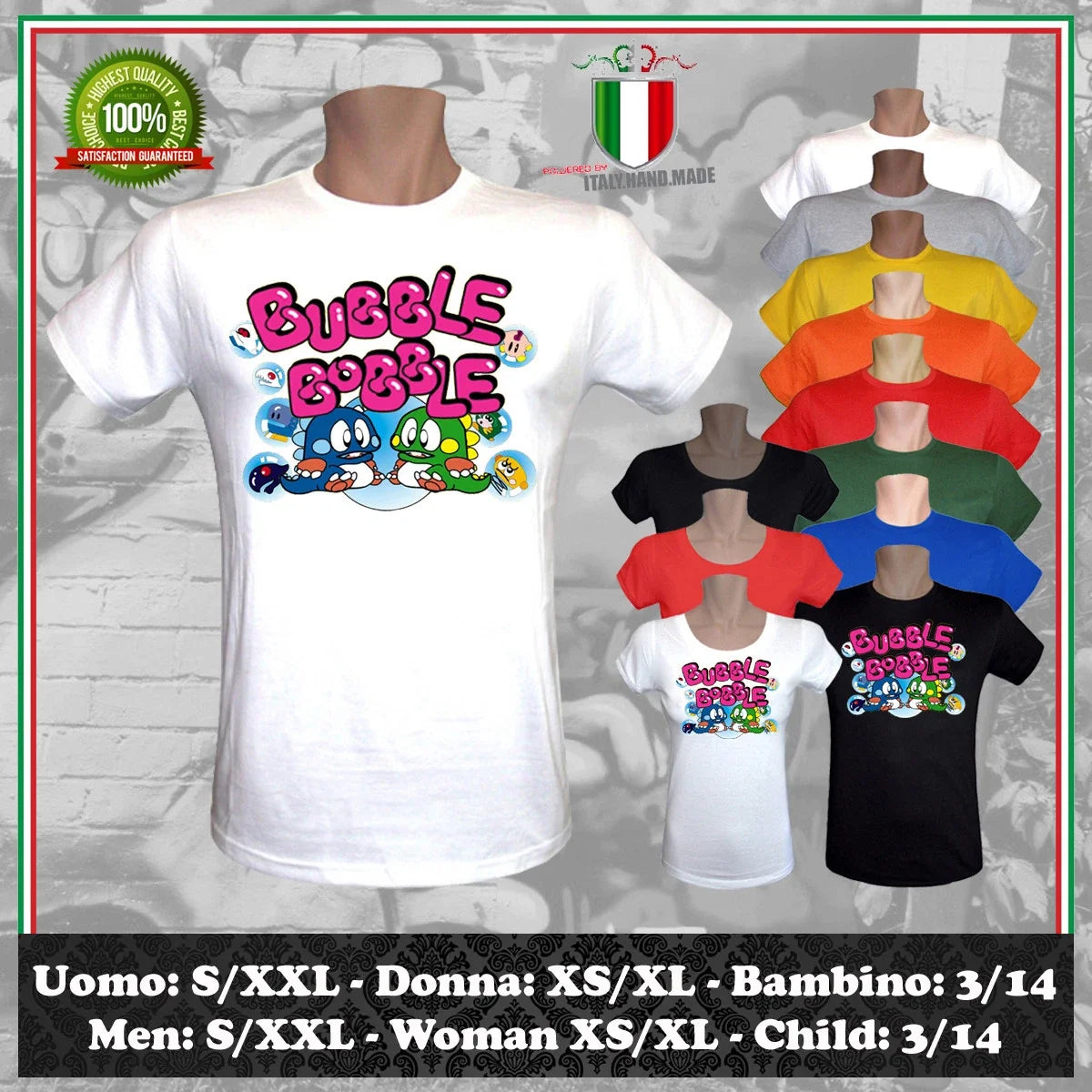 VINTAGE GAMES RETRO AMIGA COMMODORE 64 BUBBLE BOBBLE - Adult & Kids T-Shirts, Sweatshirts & Hoodies apparel design preview 1
