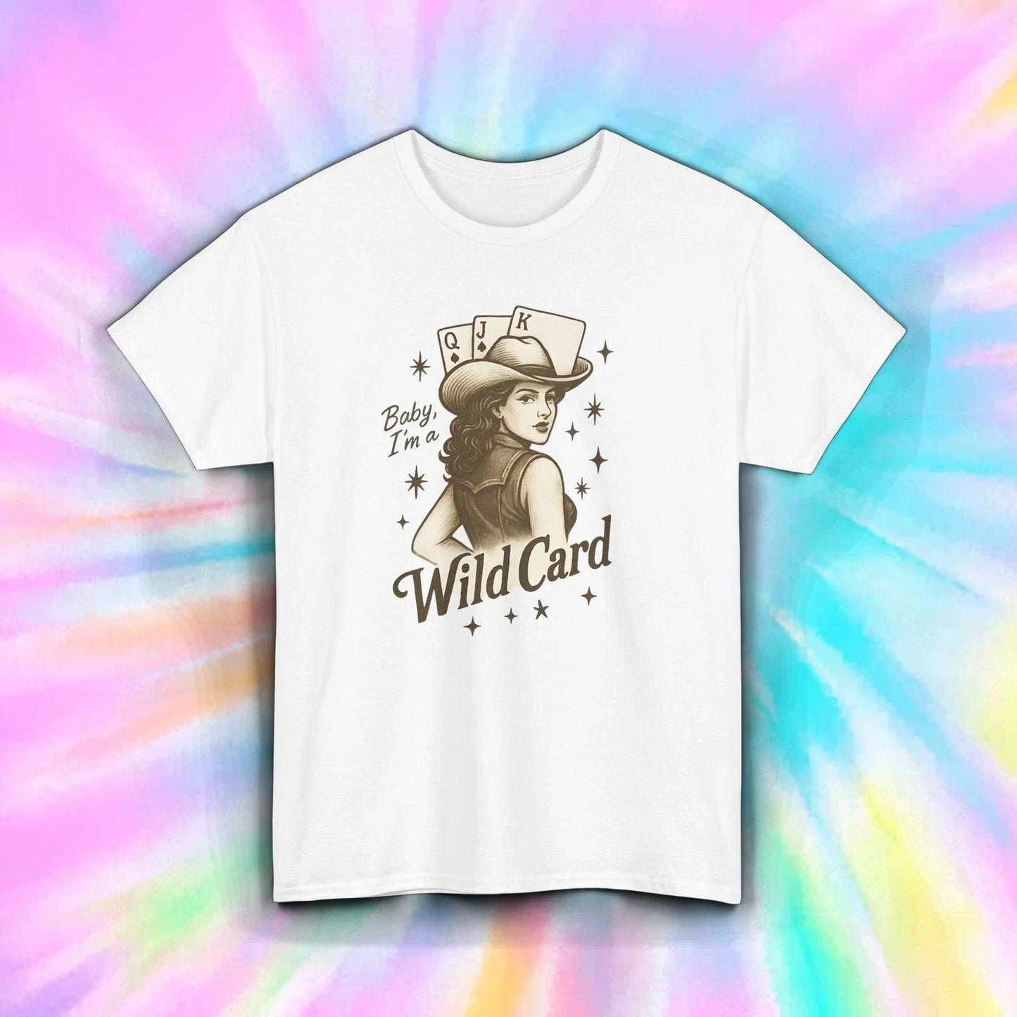 Wild Card Cowgirl Western Vintage Funny Poker Graphic - Adult & Kids T-Shirts, Sweatshirts & Hoodies apparel design preview 1