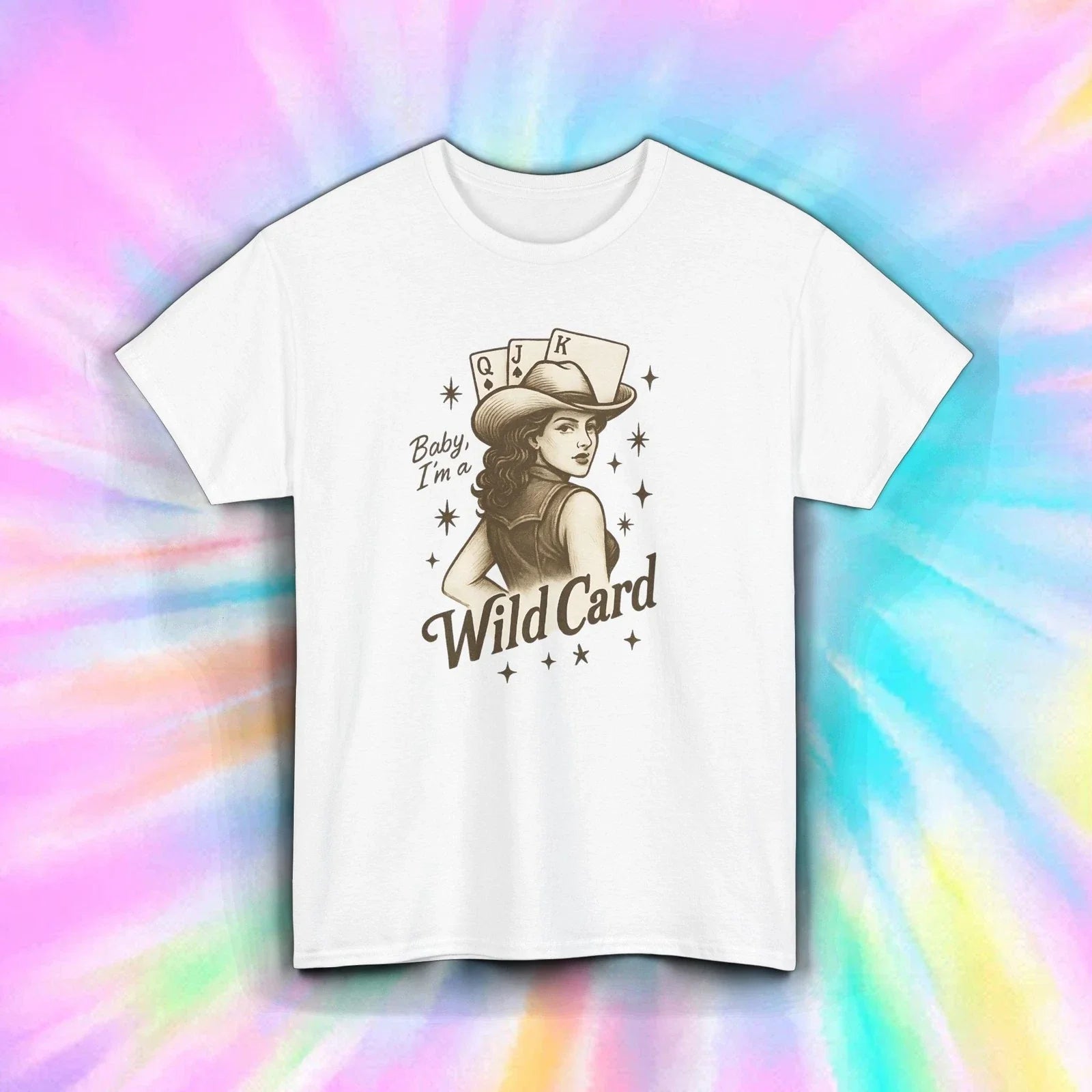 Wild Card Cowgirl Western Vintage Funny Poker Graphic - Adult & Kids T-Shirts, Sweatshirts & Hoodies apparel design preview 1